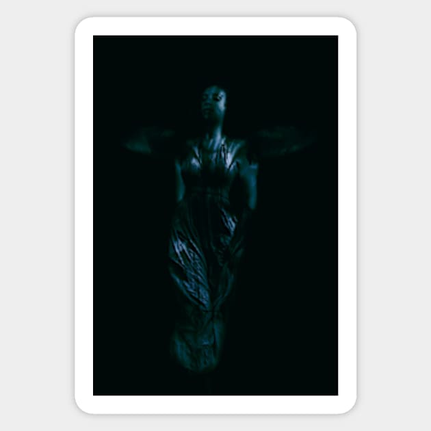 Glimpse of angel like creature. Beautiful girl. Dark, blue. Sticker by 234TeeUser234